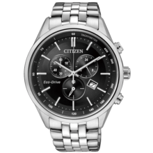 西铁城（CITIZEN）手表 男表光动能不锈钢表带三眼计时商务腕表新年礼物 AT2140-55E