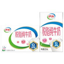 京东百亿补贴:伊利脱脂牛奶250ml*16盒/箱 0脂肪 脱脂牛奶 10月产