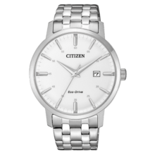西铁城（CITIZEN）手表男 光动能系列腕表 商务男表 日期显示防水表 生日礼物 BM7460-88H 白盘钢带