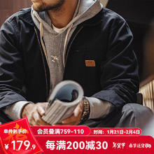 马登 工装 美式复古底特律猎装夹克阿美咔叽重磅帆布翻领外套男秋 黑色 L