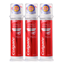 高露洁（Colgate）欧洲进口耀白去渍直立按压式泵式美白牙膏*3   5倍去渍去口臭