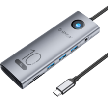 奥睿科（ORICO）Type-C扩展坞转hdmi拓展坞USB-C3.2Gen2扩展器10Gbps高速分线器苹果电脑转换器适用mac笔记本/iPad 10合1【4K60Hz+10Gbps】全功能