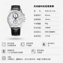 西铁城（CITIZEN）光动能多局自动对时皮/钢带商务休闲时尚男表送男友 AT8110-11A