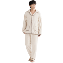 20点：浪莎 睡衣男士冬季加厚加绒珊瑚绒冬款 可外穿男款家居服