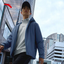 plus会员：安踏 商务羽绒服  男士内绗不臃肿羽绒外套 棋盘灰-4 L
