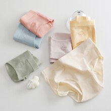 俞兆林内裤女纯棉裆中腰纯色少女日系学生女士运动透气三角底裤短裤头 NK136漫漫天气（4条装） 均码（85-125斤）