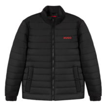 HUGO BOSS 雨果博斯  男士绗缝LOGO徽标立领夹克外套  新年礼物 黑色 50468719 001 L