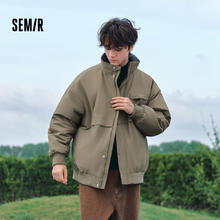 森马 工装外套男2024冬季百搭棉服美式复古夹克加绒保暖防水