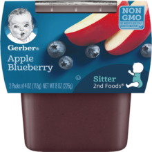 嘉宝（Gerber）婴幼儿辅食 苹果蓝莓泥 二段 6个月以上113g*2 美国进口