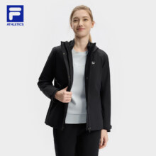 plus会员，预售：FILA FUSION 斐乐 官方女士冲锋衣 两件套 加绒外套 深黑-BK M