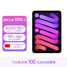 苹果 Apple iPad mini (A17 Pro) 8.3英寸 2024年新款平板电脑(128G eSIM版/MXQ33CH/A)紫色