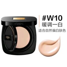 首购礼金：欧莱雅 黑金气垫女持妆遮瑕防晒哑光粉底液提亮持久不脱妆滋润保湿 黑金气垫W10 自然偏白