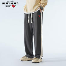查尔斯桃心 CHARLES JANG'S HAPPY HEART 男女同款拼接宽松休闲直筒针织休闲裤