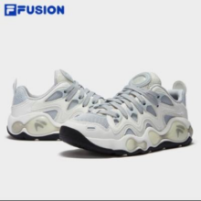 预售：FILAFUSION斐乐潮牌女鞋VERTICAL复古篮球鞋2024秋季新款融裂鞋 日岩灰/雪白-GS 36