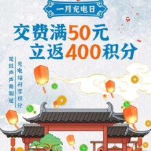 限湖北地区 1月充电日 交满50元立返400积分