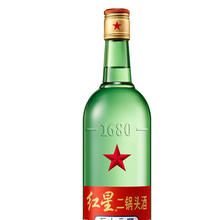 红星 二锅头大二绿瓶56度750ml*6瓶整箱装清香型白酒纯粮口粮酒