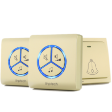领普科技（linptech）门铃 家用不用电池自发电远距离防水呼叫器门铃 香槟金一拖二