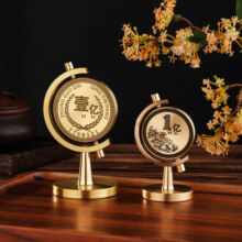 黄铜转转一亿小目标旋转车载办公桌面摆件创意工艺品 实心【145g】小号