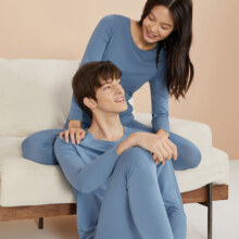 曼妮芬 棉质生活 情侣款50S棉莫裸边圆领保暖内衣套装 3色