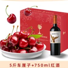再降价、17日20点30分抢、限700件：京鲜生 智利车厘子5斤2J级+蒙特斯葡萄酒750ml