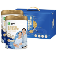 蒙牛中老年低脂高钙奶粉800g*2罐 0蔗糖高膳食纤维年货礼盒送父母
