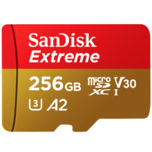 闪迪（SanDisk）256GB TF(MicroSD)内存卡 4K极速金卡A2 V30 U3行车记录仪 运动相机无人机 监控存储卡 读190MB/s