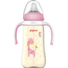 贝亲（Pigeon） 宽口径PPSU奶瓶 防胀气双把手自然实感彩绘奶瓶 330ml 9-12月 自带LL奶嘴