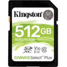 金士顿（Kingston）512GB SD存储卡 U3 V30 相机内存卡 sd卡大卡 支持4K 高速连拍 读速100MB/s 写速85MB/s