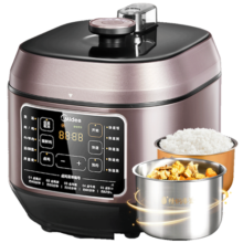美的（Midea）0涂层精钢厚釜电压力锅6L少盐提鲜双胆大容量家用高压锅智能煲汤煮饭电饭煲MY-C640G