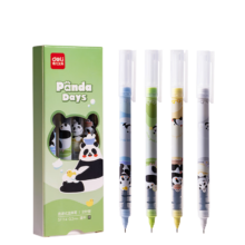 PLUS会员：得力（deli）熊猫直液式走珠笔 0.5mm 黑色4支/盒*2件