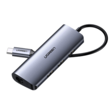 绿联（UGREEN） Type-C扩展坞3.0HUB分线器适用苹果电脑USB-C转百兆千兆有线网卡网 百兆网口+3口USB+安卓供电+10929