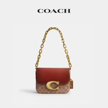 COACH 蔻驰 女士经典老花蛇皮革细节IDOL单肩包休闲通勤