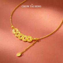 Chow Tai Seng 周大生 五福通宝 S925银碎冰冰五帝钱新中式项链