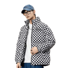 DESSO 唐狮旗下 韩版棉袄 方格拉链立领男式棉服外套 多款可选