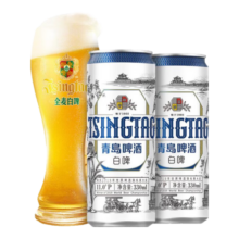 青岛啤酒（TsingTao）白啤11度全麦白啤德式小麦白啤酒 330mL 24罐 整箱装