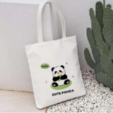 白色熊猫帆布袋  小熊猫帆布袋  直播款16*20cm