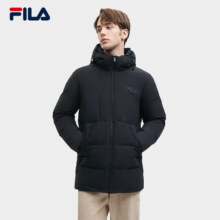 plus会员，预售：FILA FUSION 斐乐 官方男士中长款羽绒服 冬新款 外套 正黑色-BK L 175/96A