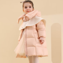 COMBO 康博 女童中长款冬季宝宝宽松洋气连帽加厚羽绒服