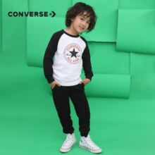 Converse匡威儿童装男童套装春秋季新款长袖t恤裤子2件套女大童透气运动服 正黑色 120 【120(6)】