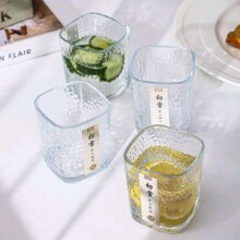 何佳功  初雪玻璃杯ins高颜值女士锤纹玻璃水杯简约方形 白色 200ml