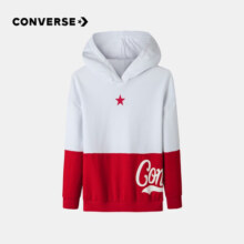 Converse匡威男童卫衣春秋新款上衣女大童套头打底衫加绒长袖红色儿童卫衣 探戈红-加绒 24批冬 120 【120(6)cm/60】