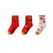 英氏儿童袜子棉质加厚毛圈袜 女款三双装 XL(12-15岁 脚长22-24CM)