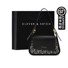 CLEVER&KETCH CLEVER & KETCH 包包女包2023新款女士单肩包斜挎包腋下包轻奢女包七夕情人节礼物 黑色