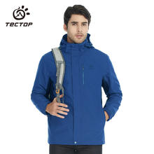 TECTOP 探拓 三合一冲锋衣男保暖透气户外服女可拆卸防风防水登山外套 男款铁兰 S