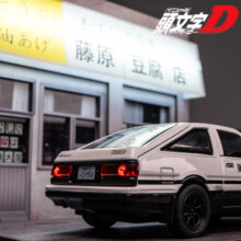 中精质造AE86头文字D合金模型车 藤原豆腐店模型车回力玩具车仿真汽车模型 AE86黑盖碳纤纹路经典版【1/32】