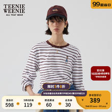 TEENIE WEENIE 小熊&PARCAIN联名2024年时髦复古条纹长袖T恤女 象牙白 165/M