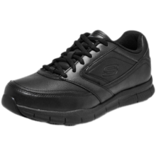 斯凯奇（Skechers）男鞋休闲商务皮鞋 新款流行软底缓震舒适鞋子男节日礼物77156 黑色/BLK 39.5