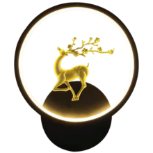 金幻现代北欧壁灯卧室客厅床头灯led麋鹿背景墙灯12W黑色圆形麋鹿款