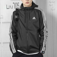 阿迪达斯（adidas）男装外套 25春新款运动服跑步训练上衣快干透气休闲梭织连帽夹克 IB0378/经典黑-单层/新到货 S S/175/88