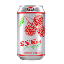 PLUS会员：宏宝莱 荔枝味汽水经典碳酸饮料330ml*6罐
